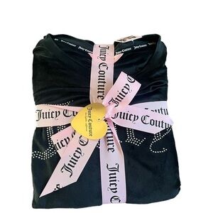 Juicy Couture Black Rhinestone 3 Piece Lounge Set Size Medium